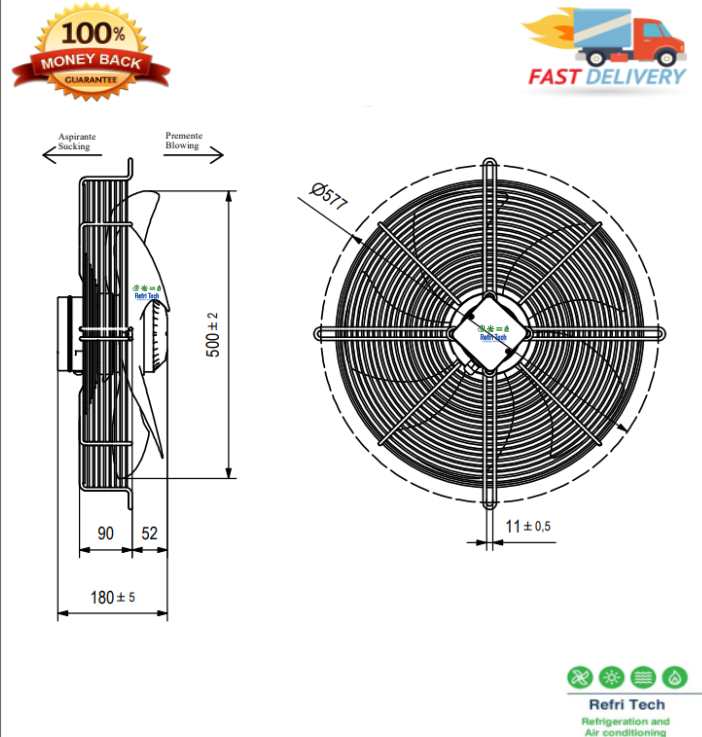 Industrial Axial Extractor Ventilation Exhaust Fan Suction IP54 250-450-500-550-630