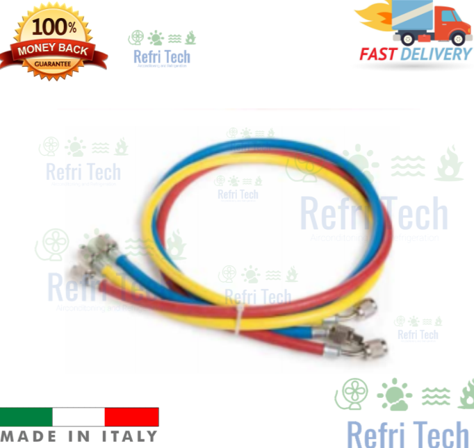 1/4 Charging refrigerant hoses 800 PSI/55 BAR Pack of 3 hoses 1000mm