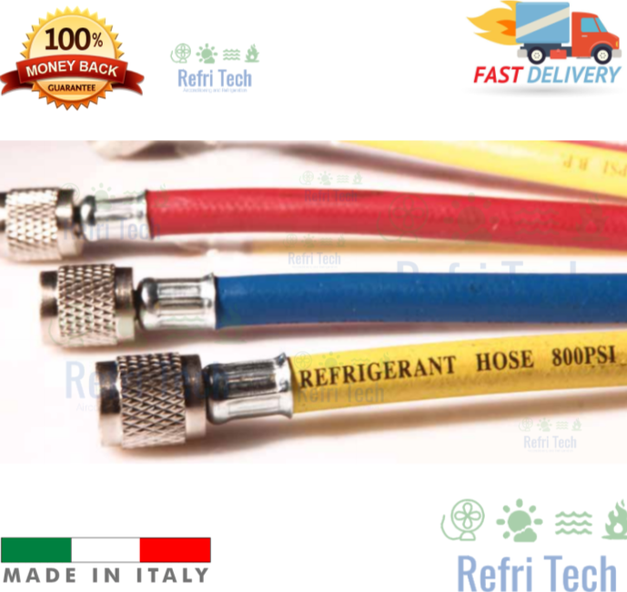 1/4 Charging refrigerant hoses 800 PSI/55 BAR Pack of 3 hoses 1000mm