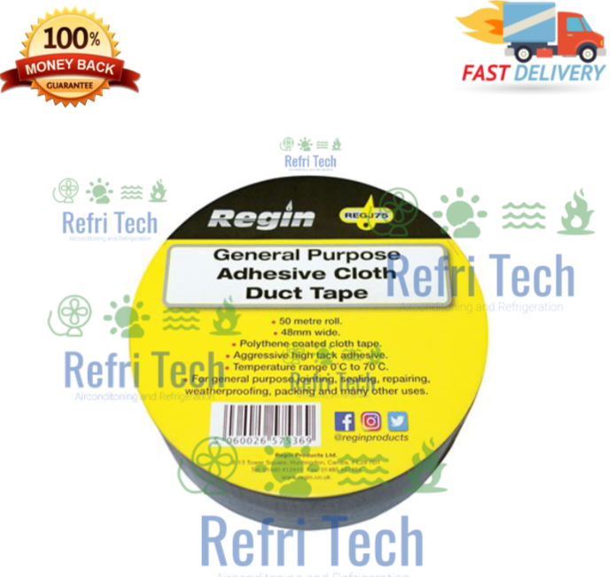 REGIN REGJ75- Duct Tape - Black - 48mm x 50m