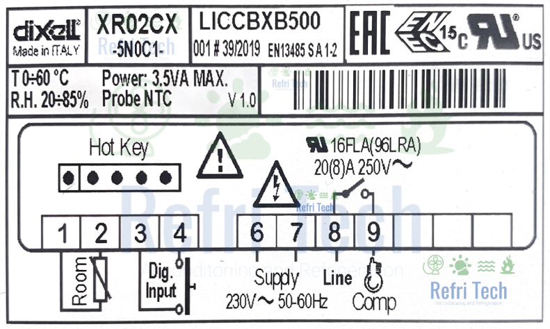 Dixell XR02CX-5N0C1 Controller 230V 1 x NTC Digital thermostat - LICCBXB500 IP54