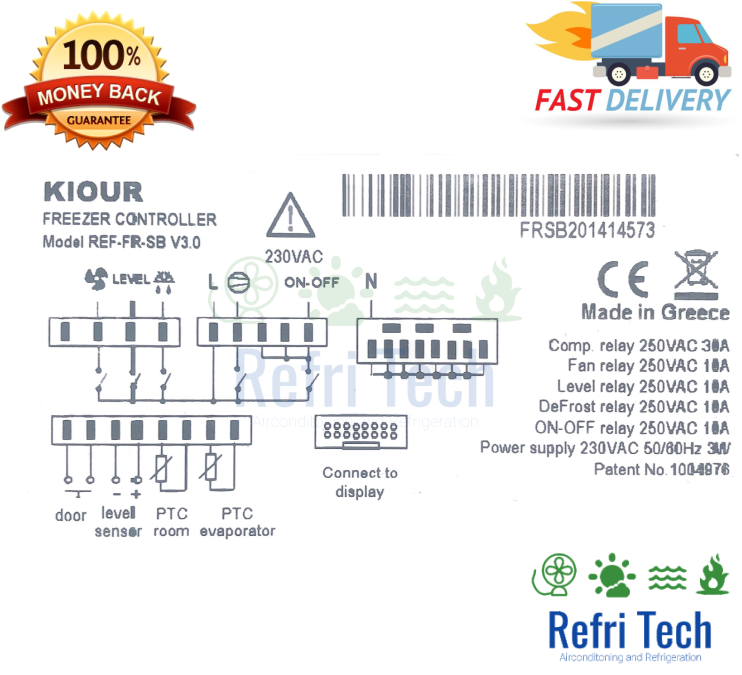 KIOUR REF-FR-SB V3.0 FREEZER CONTROLLER REF FR SB REFRIGERATOR CONTROL PCB BOARD